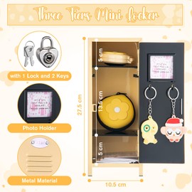 Vercraft 12 Pcs Mini Locker 10.8 Inch Miniature Storage with Lock and 2 Keys Small Cute Functional Locker for Desktop Bedroom Home Office(Yellow,Flower)