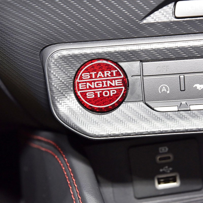BLAKAYA Compatible with Engine Start Stop Button Sticker Carbon Fiber