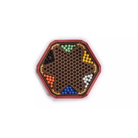 Yellow Mountain Imports Classic Chinese Checkers Halma Board Game Set with Storage, 12.6" Wooden Board