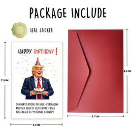 Funny Trump Birthday Cards for Women Men, Foldable Blank Birthday Gifts Card with Envelopes for Dad Mom, Trump Birthday Decorations for Husband Wife Daughter Son Brother Sister. (MAL-BIR1)