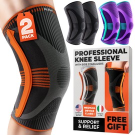 DR. BRACE ELITE Knee Brace with Size Stabilizer (2 Pack) Knee Brace for Women & Men, Workout, Sports, Daily Knee Compression Sleeve for Maximum Knee Pain Support & Fast Recovery (Mars, Small)