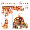 decalmile Window Clings Fall Dog Cat Maple Leaves Reusable Windows