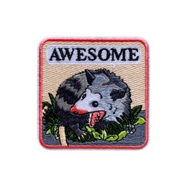 LEMEPINZ Awesome Possum Patch, Size 3 Inches Iron On Funny Possum Embroidery Patches for Hats Clothes Backpacks Jeans, DIY Sew On Patches, Animal Lover Patches, Fabic Patches, Funny Gift for Boy Girl