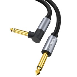NUOSIYA Guitar Cable 10FT, Electric Instrument AMP Cord with OFC-Graphene Hybrid Shield, 1/4 Inch TS to TS Guitar Wire for Electric Mandolin, Pro Audio (Straight to Right Angle)