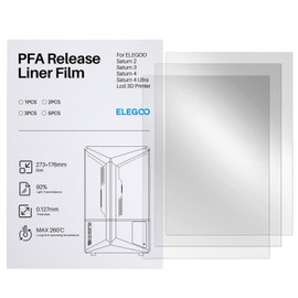 ELEGOO PFA Release Liner Film 3 piezas para Saturn 8k/ Saturn 2/ Saturn 3/ Saturn 4/Saturn 4 Ultra Resina 3D Impresora 273 x 176 mm, 0,127 mm de grosor