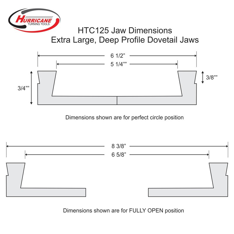 Hurricane Turning Tools, Extra Large Dovetail Jaws for the HTC125