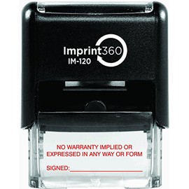 Supply360 AS-IMP1059 - NO Warranty Implied OR Expressed in Any Way OR Form W/Signature Line, Red Ink, 9/16" x 1-1/2" Impression Size, Laser Engraved for Clean, Precise Imprints