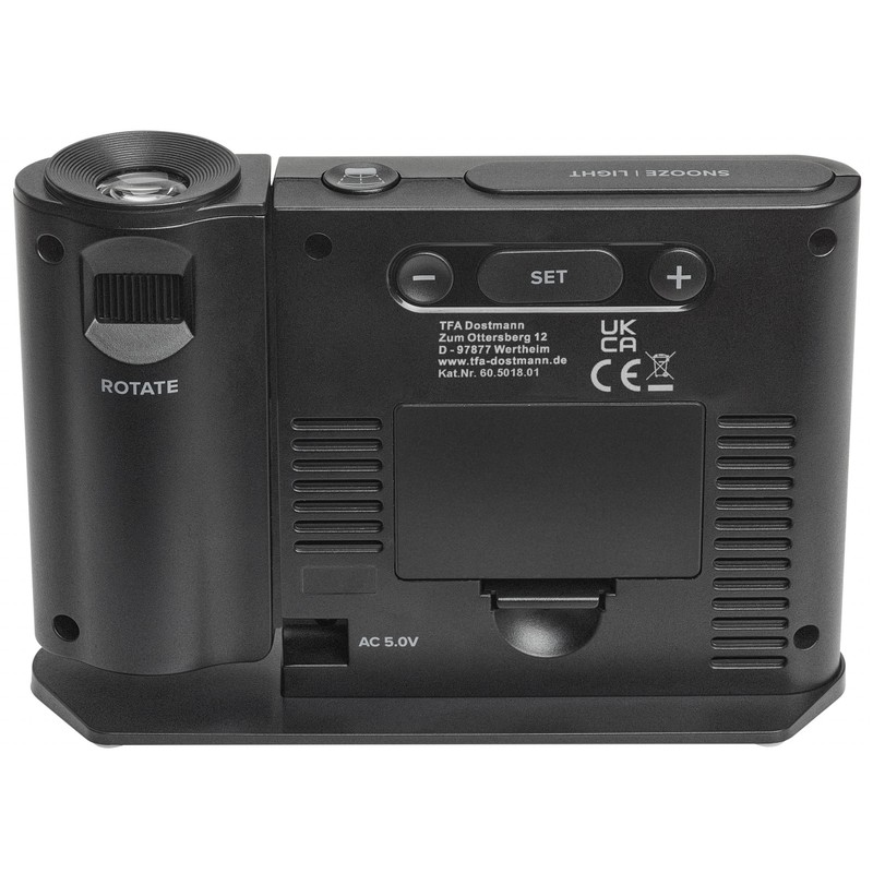 TFA Dostmann 60.5018.01 Wireless Projection Alarm Clock with Outdoor Transmitter
