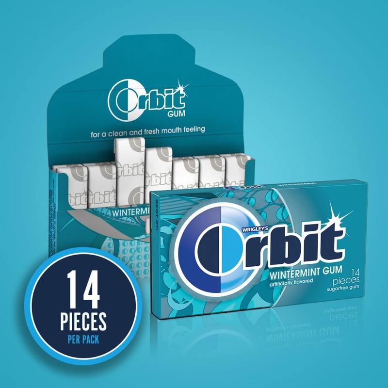 ORBIT Wintermint Gum Sugar Free Chewing Gum, 3 Packs of