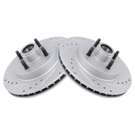 TRQ Front Performance Brake Rotors Set Vented Premium G-Coated Cross Drilled & Slotted Compatible with 1987-1993 Ford Mustang