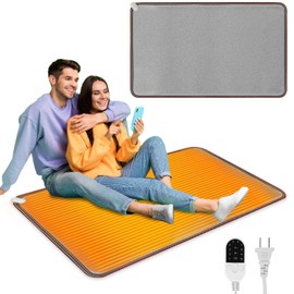 QOUBAI PVC 110V Heated Floor Mat Heater for Foot Warmer Under Desk 31.5 x 20 Inch Electric Heating Pad Energy Saving Carpet Pad Indoor Floor Heated Rug for Home Office Bathroom House Gray