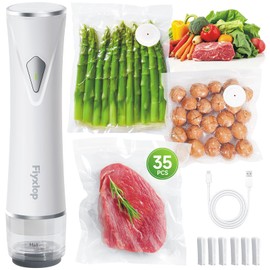 Fiyxlop Handheld Vacuum Sealer, Premium Vacuum Sealer for Food + 35 Reusable Sous Vide Bags, Powerful Vacuum Food Sealer for Kitchen, Home, BBQ, Travel, Gifts, Seal Food 6X Fresh Longer