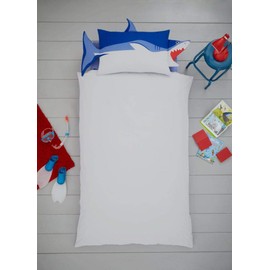 Bedding Home Kids Single Duvet Cover Set | 100% Polycotton Reversible Shaped Animal Shark Bedding Single | Breathable Toddler Bedding Set (Shark Shaped)