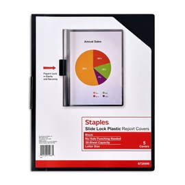 Staples Slide Locking Report Covers, Letter, Black, 15/Carton (ST20590-CCVS)