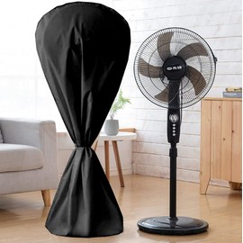 UCARE Fan Cover Waterproof Dustproof Electric Fan Cover All Inclusive Standing Round Floor Fans Moisture-Proof Cover with Zipper for Indoor Outdoor Household Patio (Black)