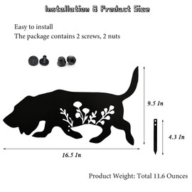 Basset Hound Metal Dog Stake Garden Garden Statue, Yard Decoration Art Lawn, Dog Gifts for Dog Lovers, Outdoor Home Decoration Metal Animal Statue