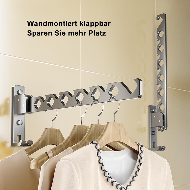VOCIBO® Clothes Rail Wall Mounted, Clothes Hook, Foldable Wall Clothes