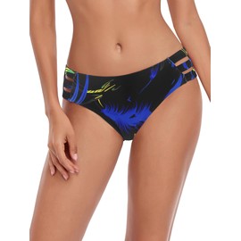 Ocean Blues - Parte inferior de bikini para mujer, Feather Print, X-Large