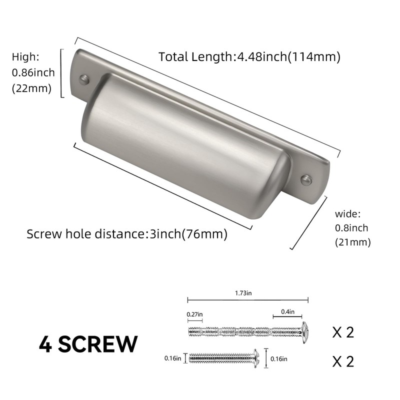 POVEFONK 10 Pack 3 inch(76mm) Brushed Satin Nickel Kitchen Cabinet