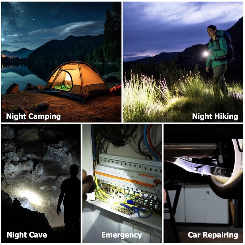 WholeFire 90000000Lumen Super Bright LED Tactical Flashlight Rechargeable LED Work