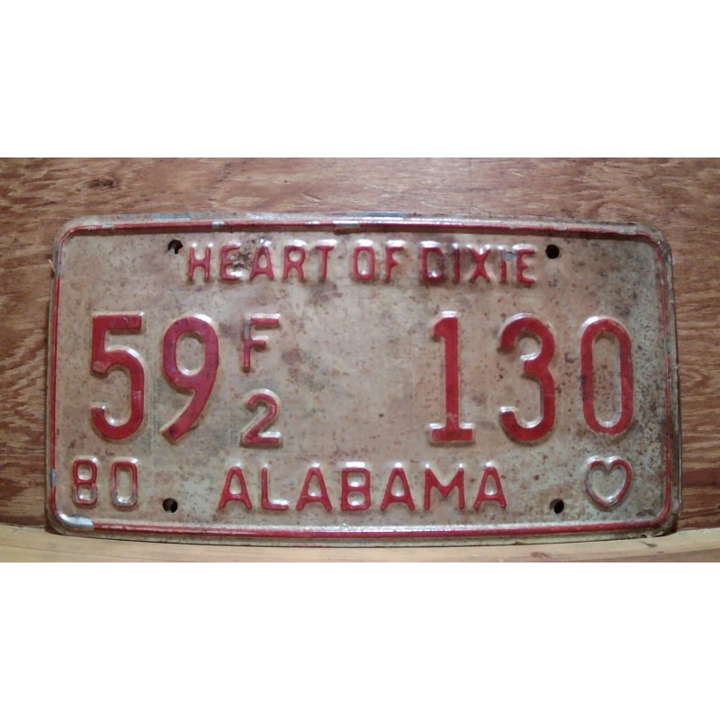 Vintage 1980 ALABAMA License Plate Antique Car Tag