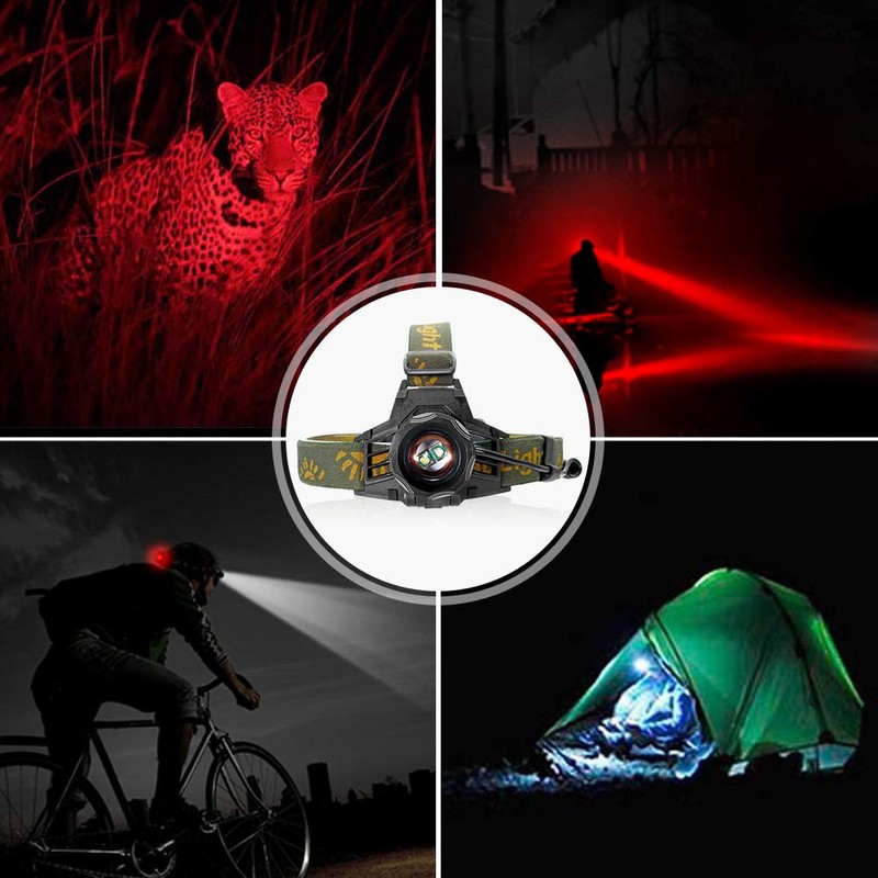Headlamp Red and White Light, LED Headlamp 4 Modes, Waterproof