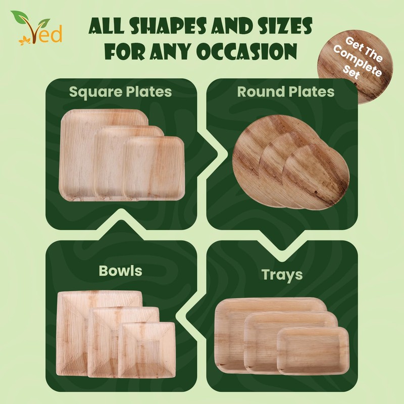 Ved 25 Disposable Eco-Friendly, Biodegradable Areca Leaf Plates 4" (10cm)