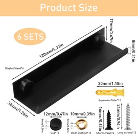 LANAFAY 6Pack Vinyl Wall Mount, Black Metal Vinyl Holder Record Display, Floating Shelves for Vinyl Record, Shelf Record Wall Mount Stand, Shelf Wall Mount for Vinyl Record Storage in Office Home