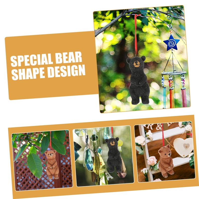 Mipcase 2pcs Adorable Bear Statues Cute Resin Hanging Ornaments for