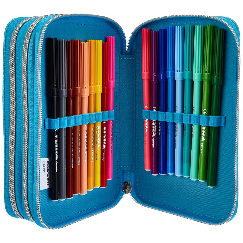 Depesche 10979 Pencil Case with 3 Zips and Pencils by