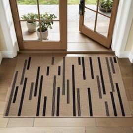 Tangsoo Stripe Easy Jute Rug,Ultra Thin 2x3 Outdoor Rug for Entryway,Non-Slip Washable Small Rug Modern Front Door Mat Non Shedding Throw Carpet for Kitchen Bedroom Porch Doorway