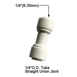 Malida 1/4" OD to 1/4" OD push fit straight union quick connector for RO water system push to connect tube (10pack)