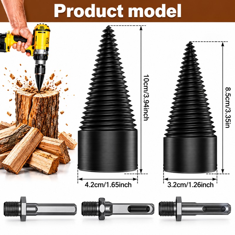 2PC Firewood Log Splitter Drill Bit, 32/42mm High-Carbon Steel Wood