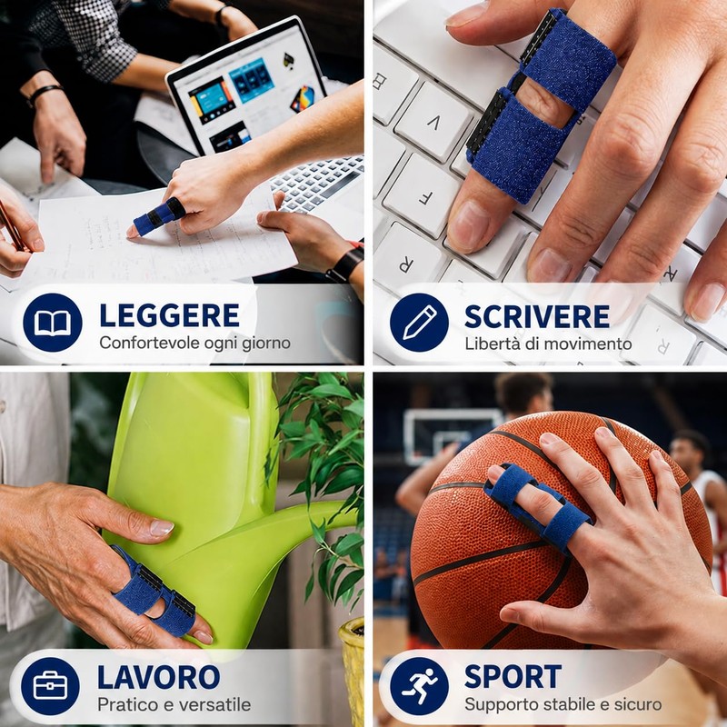 Longivia® Tutore Dito Regolabile Traspirante con inserto in metallo, Stecca