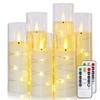 Yeelida Ivory Flameless Candles with Remote and String Light, 2.2"x