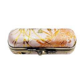 MIAO JIN Lipstick case with mirror Lipstick case Storage case Kiss lock of iron Mini portable Vintage floral pattern jewelry case cosmetic case (white)