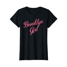 Brooklyn Girl New York Bridge Retro Vintage Woman NYC Pink T-Shirt