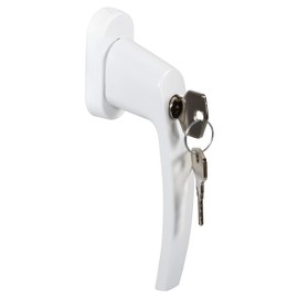 JUVA Window Handle Lockable Balcony Door Handle Aluminium White – Mars | Tilt Grid Olive with Lock & Lock Cylinder | Lock Handle | 1 Piece - Design Window Fittings for Patio Doors