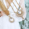 Dizila 8 Pieces Gold Head Chains with Rhinestone Pearl Leaf