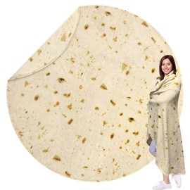 HDFK Tortilla Blanket Adult Size 71 inches for Kids Teens Children Beige Yellow Throw Taco Realistic Food Blankets Lightweight Flannel Fleece White Elephant Funny Gifts for Women Cozy Soft Novelty