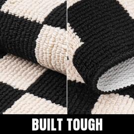 BOVEU Indoor Door Mat Front Door Rugs, 32'' x 40'' Non Slip Resist Dirt Low Profile Absorbent Inside Entry Door Floor Mat for Home Entrance,Black Dew