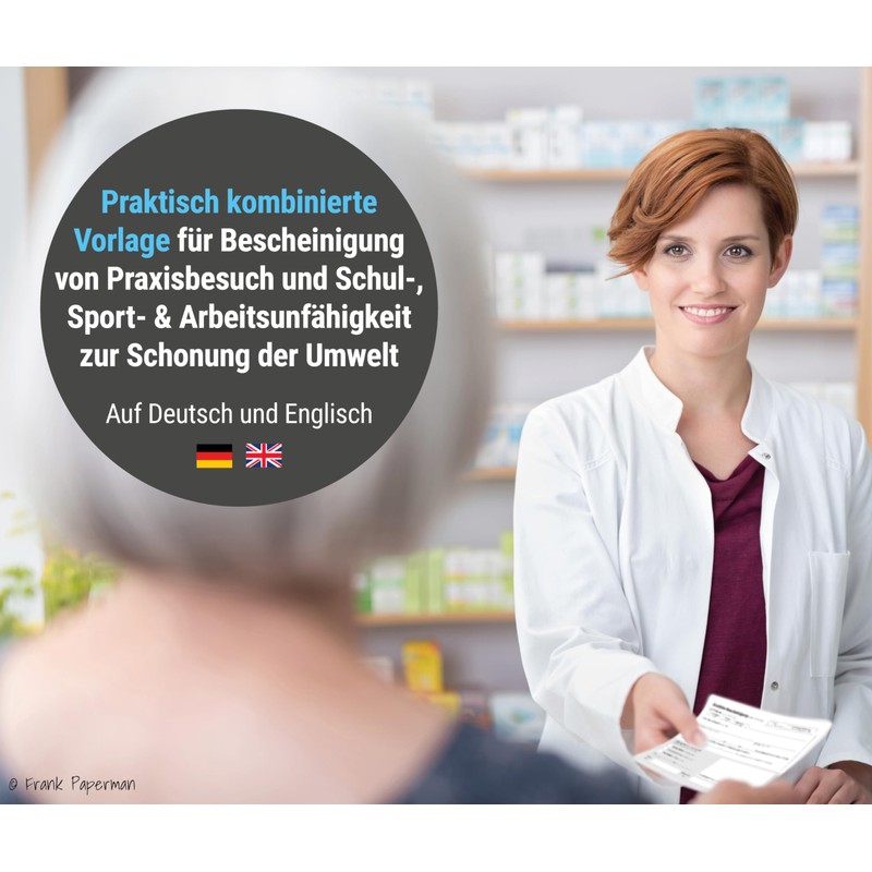 Frank Paperman® 150 x medical certificates, 3 x pads of