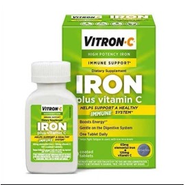 Vitron-C High Potency Iron Supplement, Immune Support, 125mg Vitamin C, 60 Ct