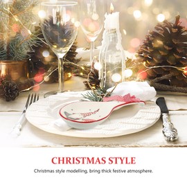 CLISPEED Christmas Gnome Spoon Rest Ceramic - Holiday Spoon Holder for Kitchen Counter - Festive Xmas Decor for Stove Top Gnome Christmas Spoon Rest for Parties and