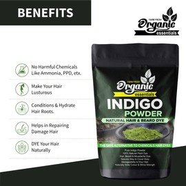 Organic Essentials Indigo Powder For Hair & Beard Dye - Black (250 Grams)