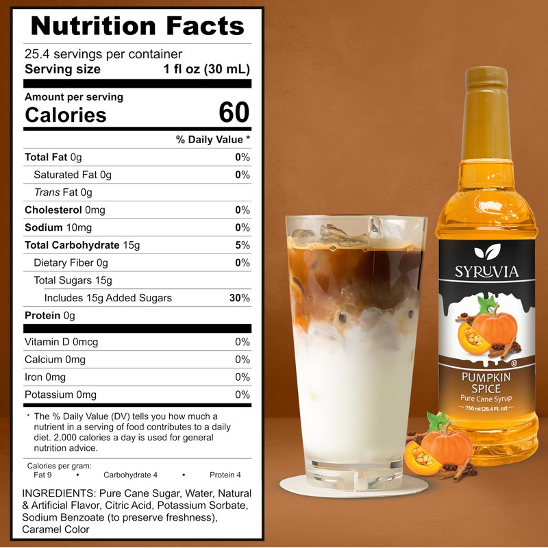 Syruvia Pumpkin Spice Syrup – Pumpkin Spice Coffee Syrup Flavor,
