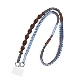 Gizel Smartphone Strap, Shoulder Strap, Smartphone Shoulder, Thick Rope, Knitted, Neck, Shoulder Hanging, Cross-body, Fall Prevention, Loss Prevention, brown/blue