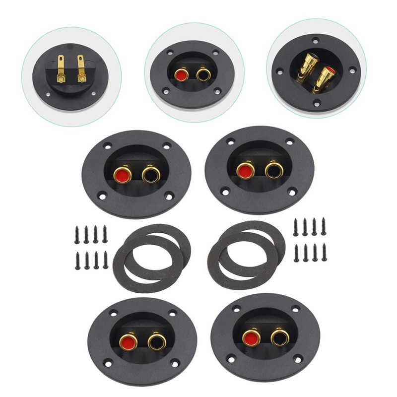 LABRIMP 4pcs Round Speaker Terminal Connectors with Quick Disconnect for