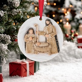 3D Nativity Scene Ornament - Birth of Jesus Ornaments for Holy Family Statue - Religious Gifts for Christian Women, Men, Family, Friend, Neighbor, Coworker, Teacher