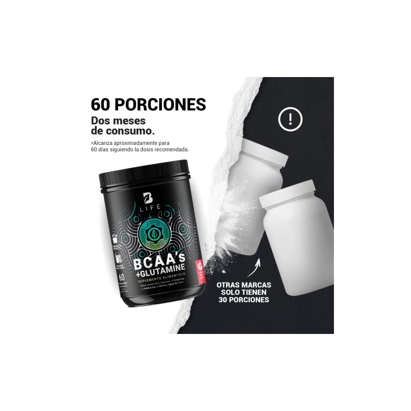 B Life BCAAs con Glutamina en Polvo 60 Porciones Sabor